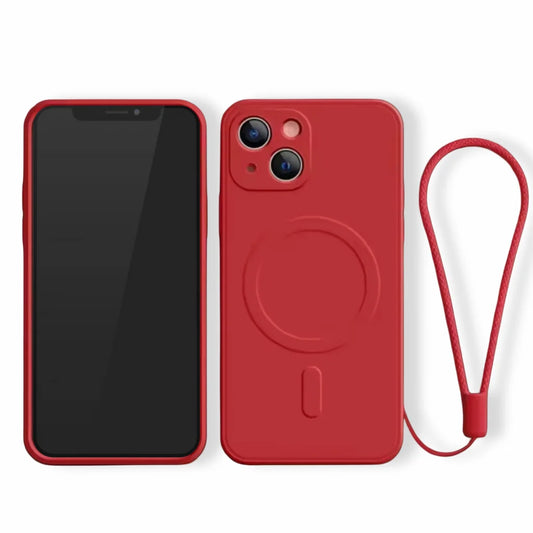 Coque MagSafe Silicone + Cordon - Rouge - pour iPhone